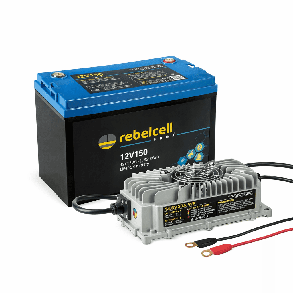 12V150 EDGE (1,92 kWh) with Charger 14.6V20A LiFePO4 waterproof