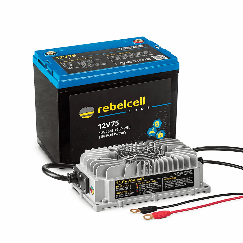 12V75 EDGE (960 Wh) with Charger 14.6V20A LiFePO4 waterproof